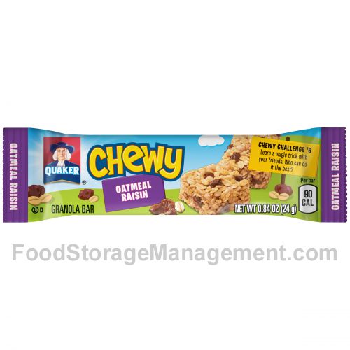 (24g) quaker chewey low fat oatmeal raision 90 calorie granola bar 0.84oz (030000007679)