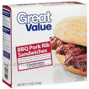 Great value bbq pork rib sandwiches (078742144870)